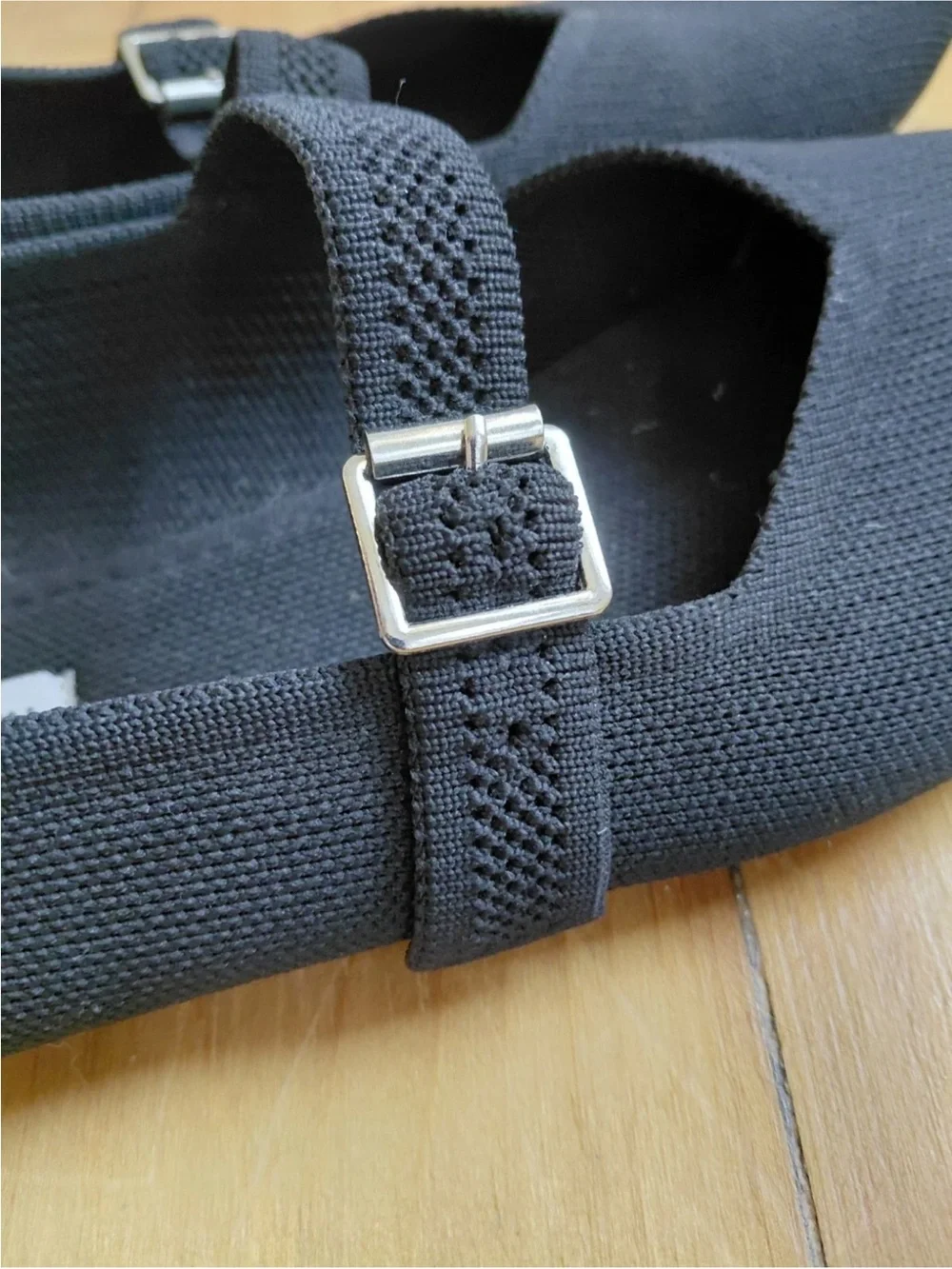 Steve Madden Women’s Black Knit Mary Jane Flats with Buckle